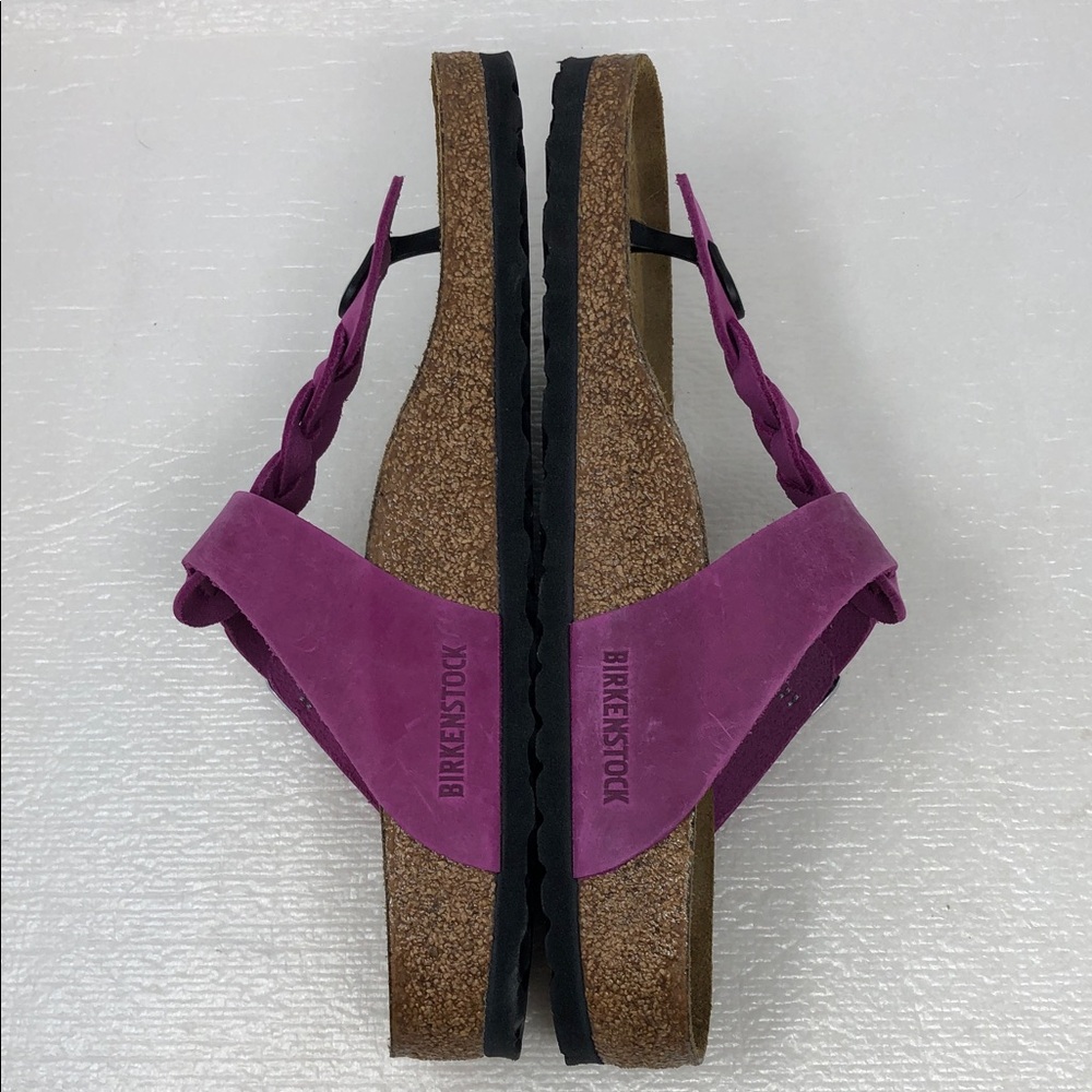 Birkenstock Sandals Braided Gizeh Fuchsia Oiled Leather Womens Size 42 - Picture 6 of 15